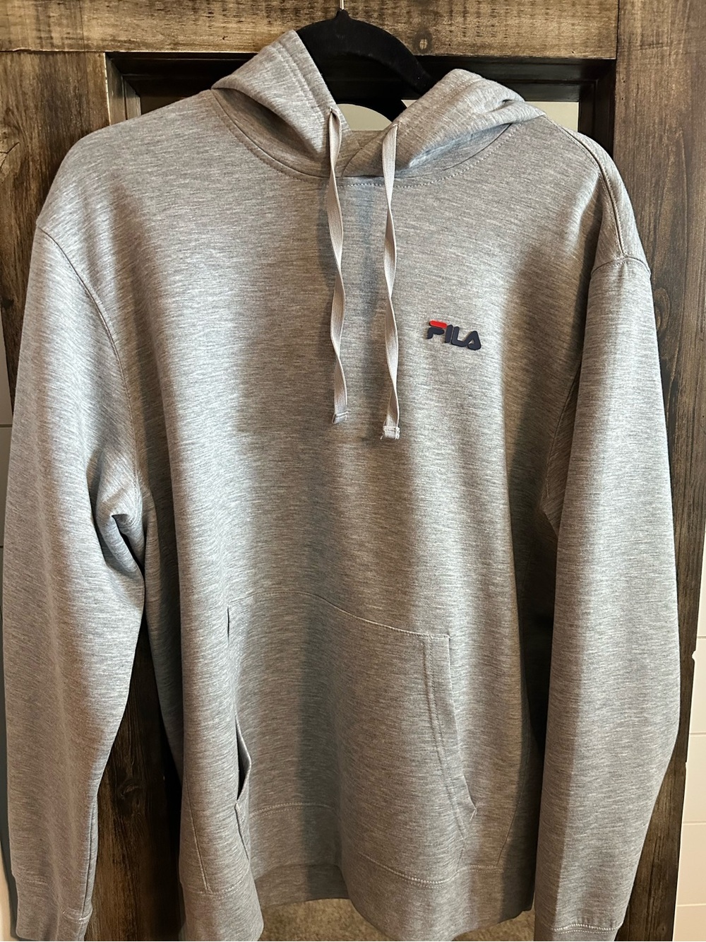 Fila Gray Logo Pullover Hoodie Medium Athleisure Sporty Y2K Lounge Logo Everyday